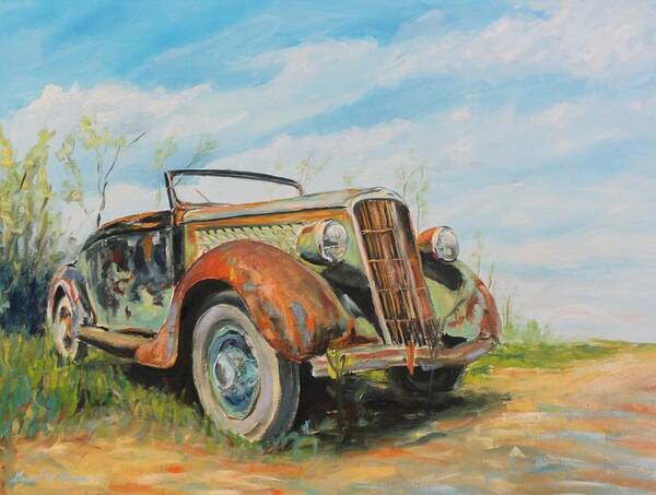 Rusty Car Poster featuring the painting Summer Cruise by Daniel W Green