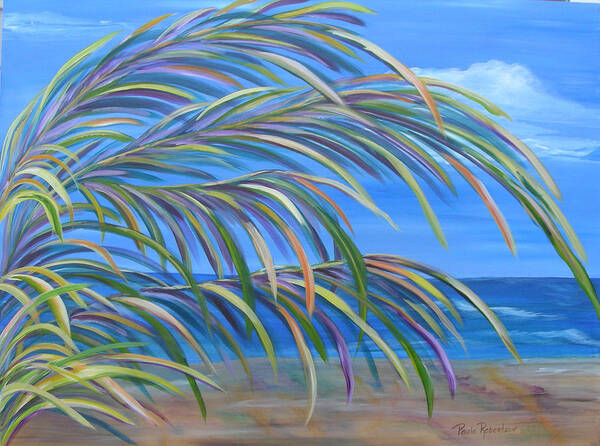 Palms Poster featuring the painting Swaying in the Breeze by Paula Robertson