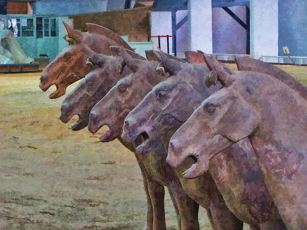 Asia Poster featuring the photograph Terracotta Warriors' Horses 2 by Helaine Cummins
