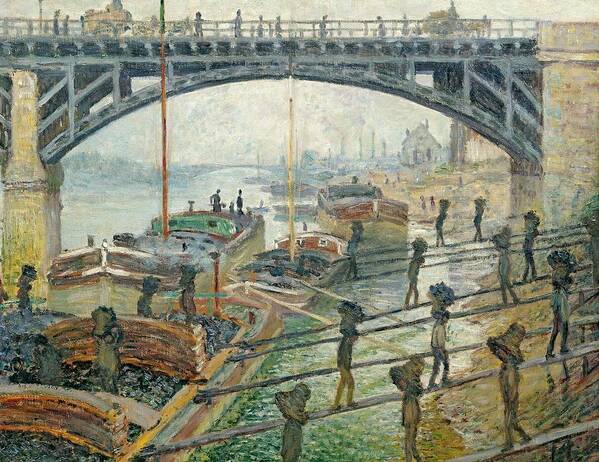 French Poster featuring the painting The Coal Workers by Claude Monet