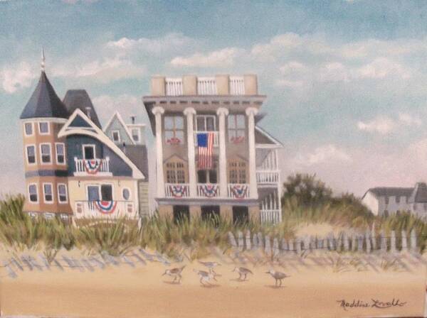 Beach Poster featuring the painting Two Different Houses On The Beach by Madeline Lovallo