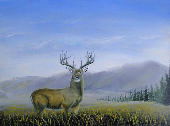Deer Paintings Poster featuring the painting Vigilance by Larry Cirigliano
