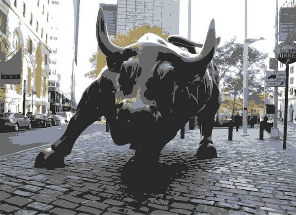 Wall Street Bull Poster featuring the photograph Wall Street Bull Color 6 by Scott Kelley