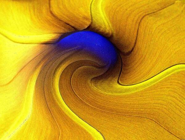 Abstract Poster featuring the digital art Yellow Wave by Carrie OBrien Sibley