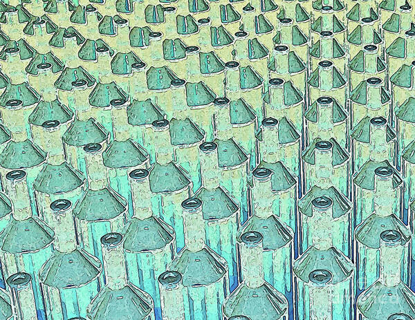 Bottles Poster featuring the digital art Abstract Green Glass Bottles #1 by Phil Perkins