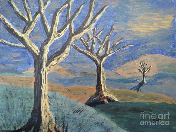 Bare Trees Poster featuring the painting Bare Trees #1 by Judy Via-Wolff