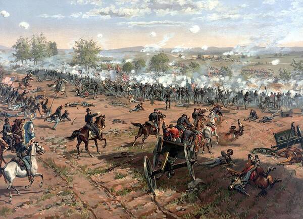 Civil War Poster featuring the painting Battle of Gettysburg #4 by War Is Hell Store