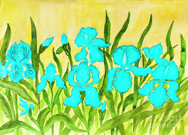 Art Poster featuring the painting Blue irises #1 by Irina Afonskaya