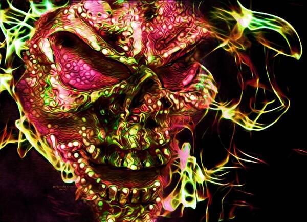 Digital Art Poster featuring the digital art Flaming Skull #1 by Artful Oasis