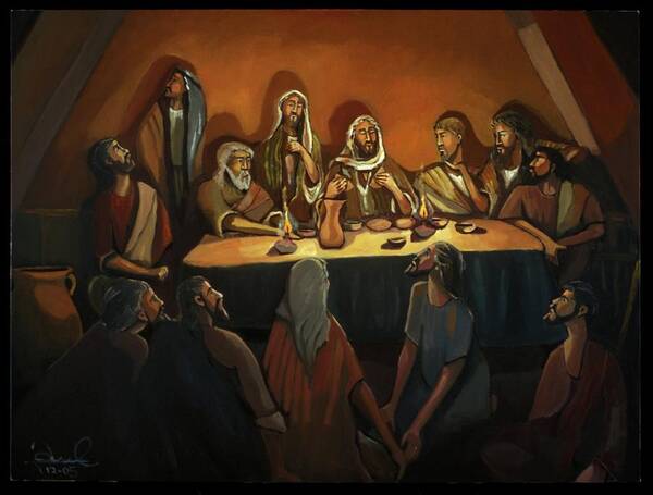 #assyrian Art # Chaldean Art # Last Supper # Paul Poster featuring the painting Last supper by Paul Batou