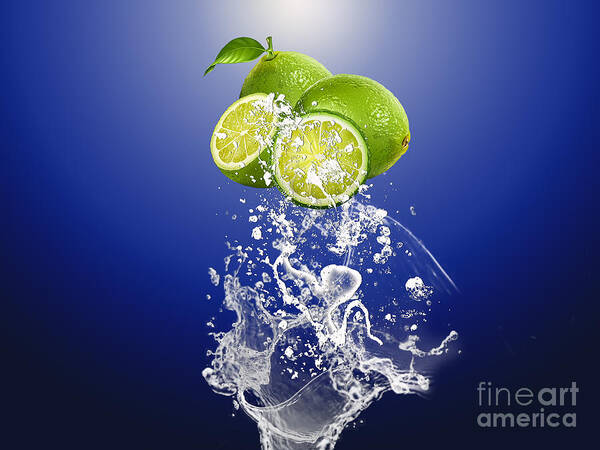 Lime Poster featuring the mixed media Lime Splash #1 by Marvin Blaine