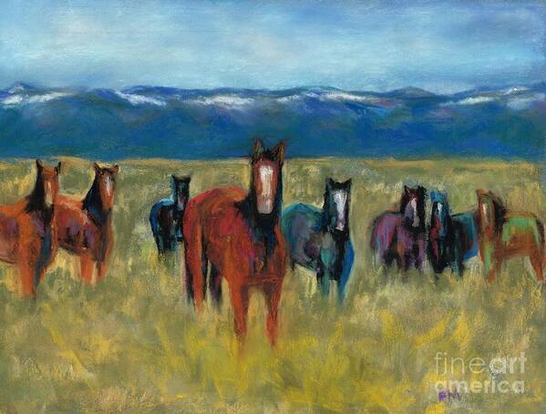 Mustangs Poster featuring the painting Mustangs in Southern Colorado #1 by Frances Marino