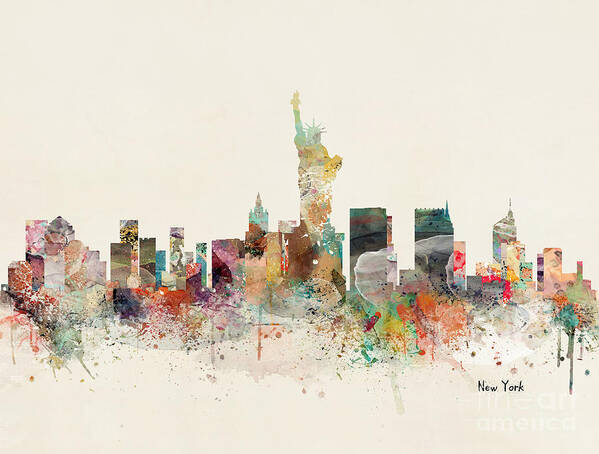 New York Poster featuring the painting New York City #1 by Bri Buckley