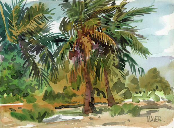 Key West Poster featuring the painting Palms in Key West #1 by Donald Maier