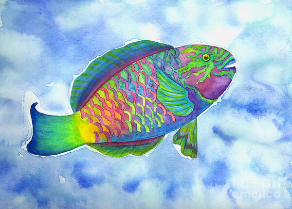 Parrotfish Poster featuring the painting Parrotfish #2 by Lucy Arnold