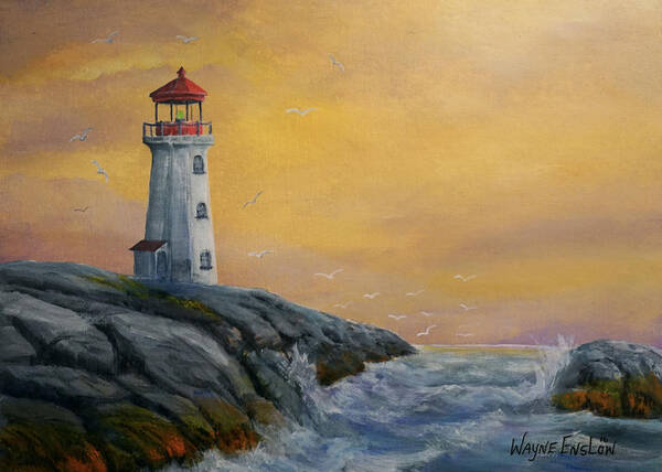 Lighthouse Poster featuring the painting Standing Guard #2 by Wayne Enslow