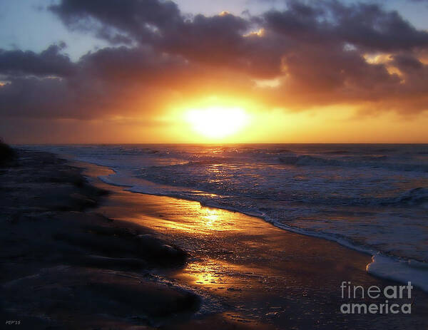 Sunrise Poster featuring the photograph Sunrise Over Atlantic Ocean #1 by Phil Perkins