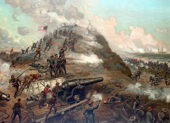 Civil War Poster featuring the painting The Capture Of Fort Fisher #4 by War Is Hell Store