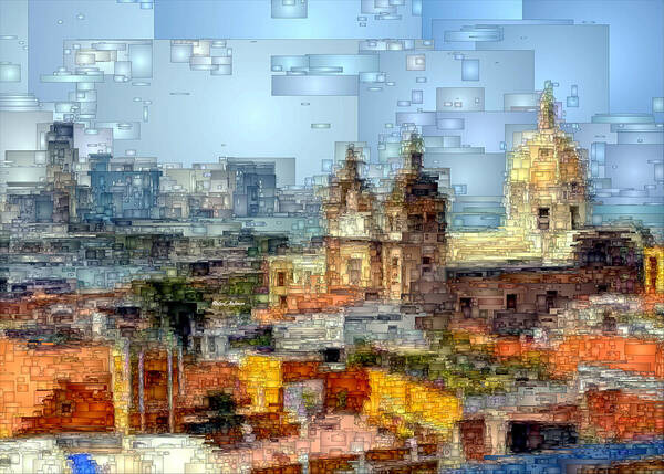 Rafael Salazar Poster featuring the digital art The Walled City in Cartagena de Indias Colombia #1 by Rafael Salazar