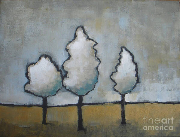 Landscape Poster featuring the painting White Trio by Vesna Antic