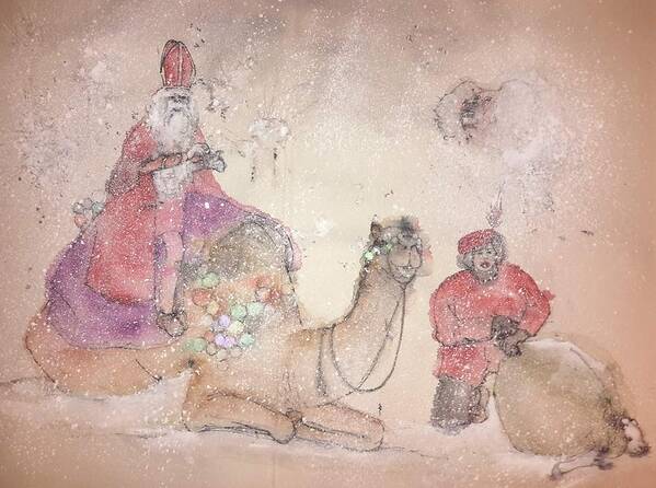 Camel. Sinterklause Poster featuring the painting A Camel Story Album #11 by Debbi Saccomanno Chan