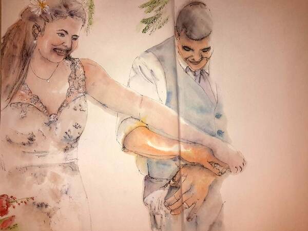 Wedding. Poster featuring the painting The Wedding Album #12 by Debbi Saccomanno Chan