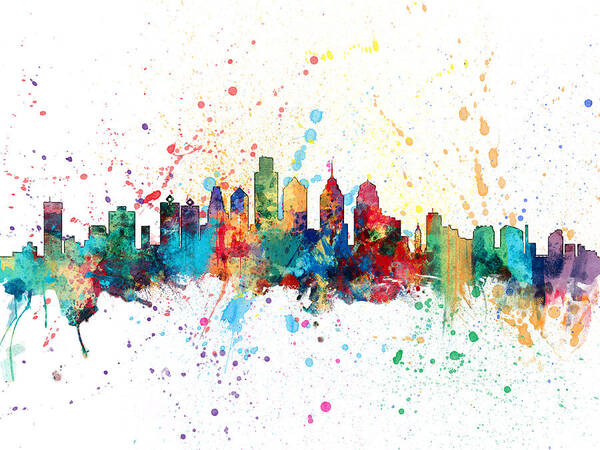 Philadelphia Poster featuring the digital art Philadelphia Pennsylvania Skyline #13 by Michael Tompsett