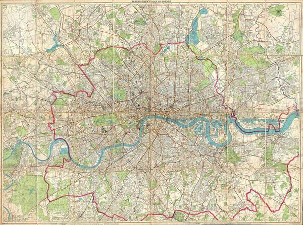 1899 Bartholomew Fire Brigade Map Of London Poster featuring the photograph 1899 Bartholomew Fire Brigade Map of London England by Paul Fearn