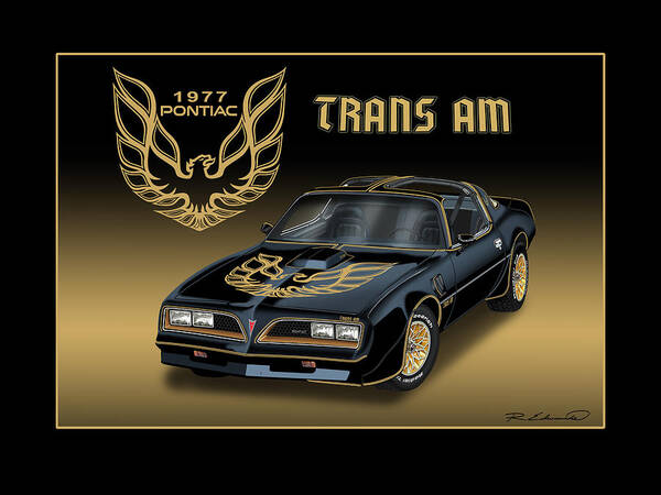 Pontiac Poster featuring the painting 1977 Pontiac Trans AM Bandit by Alison Edwards