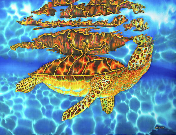 Sea Turtle Poster featuring the painting Caribbean Sea Turtle #1 by Daniel Jean-Baptiste