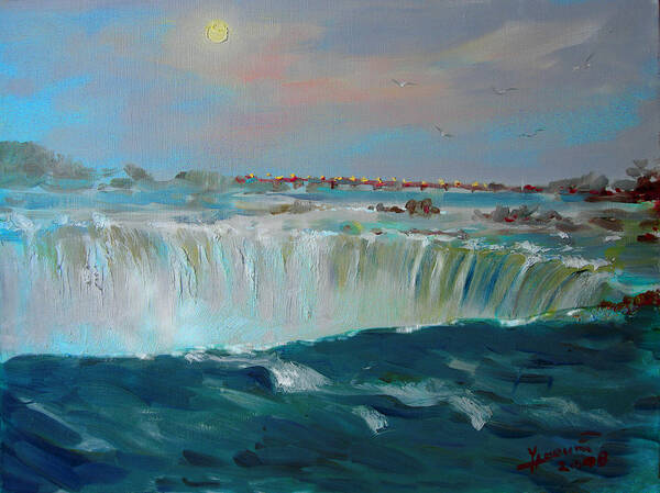 Landscape Poster featuring the painting Niagara falls #2 by Ylli Haruni