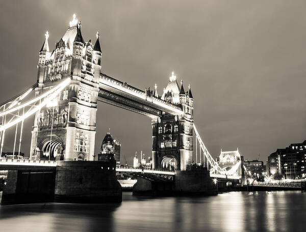 Cityscape Poster featuring the photograph Tower Bridge at Night #2 by Dawn OConnor
