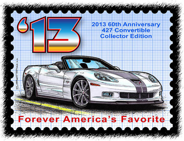 2013 Corvette Poster featuring the digital art 2013 60th Anniversary 427 Convertible Corvette by K Scott Teeters