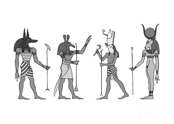 Mythology Poster featuring the digital art Gods of ancient Egypt #3 by Michal Boubin