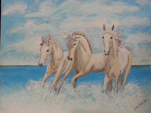 Horse Poster featuring the painting 3 Horses by Janene Hall