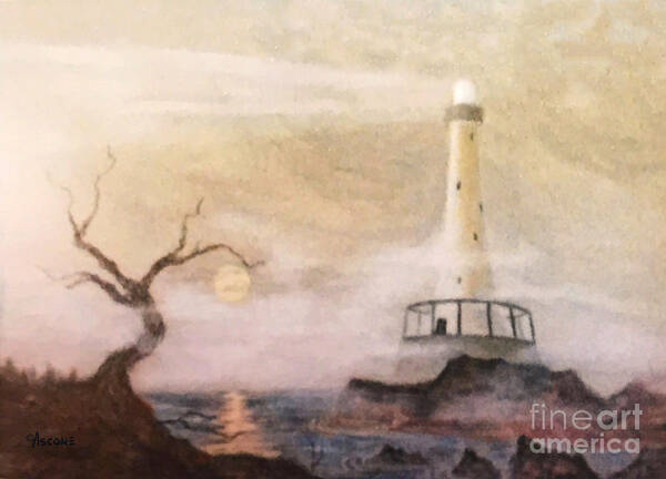 Pastel Poster featuring the pastel Lighthouse #3 by Teresa Ascone