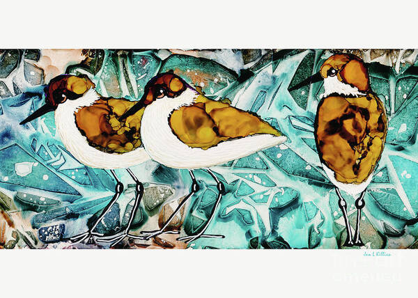 Shorebirds Poster featuring the painting 3 Little Shorebirds by Jan Killian