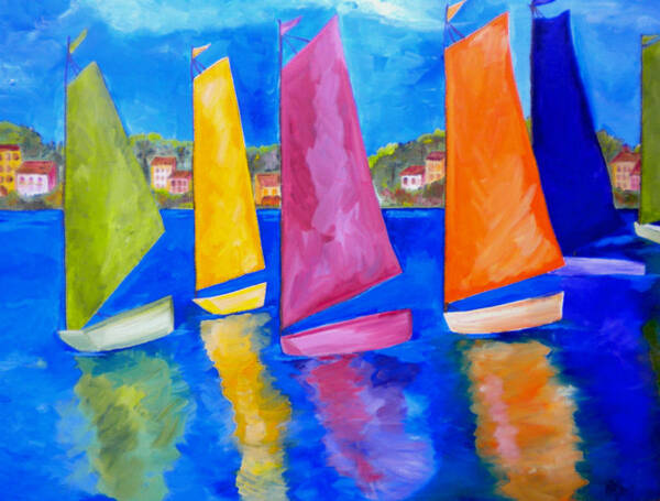 Usvi Poster featuring the painting Reflections of Tortola #3 by Patti Schermerhorn