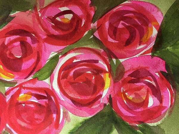 Floral Poster featuring the painting Roses Are Red And Pink by Bonny Butler