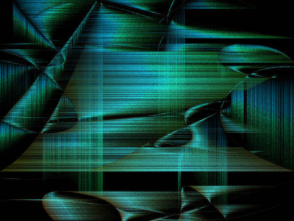 Rithmart Abstract Fade Fading Lines Organic Random Computer Digital Shapes Changing Colors Directions Fading Lines Shapes Uniondale Poster featuring the digital art 4x3.53-#rithmart by Gareth Lewis