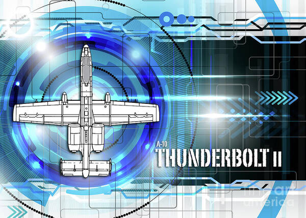 A-10 Poster featuring the digital art A-10 Thunderbolt II Blueprint by Airpower Art