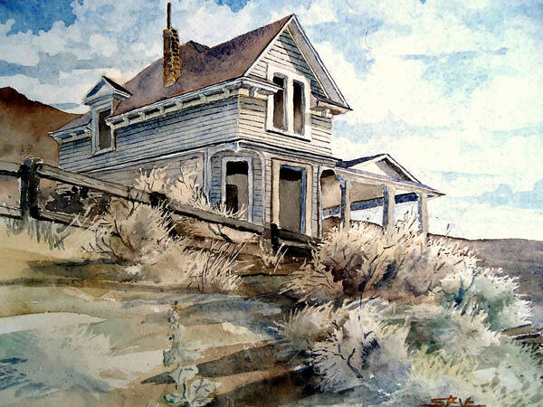 Abandoned Poster featuring the painting Abandoned house by Steven Holder