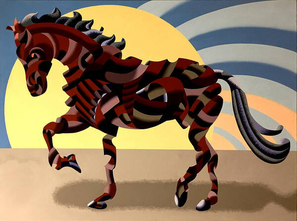 Horse Poster featuring the painting Abstract Geometric Futurist Horse by Mark Webster