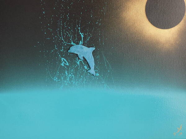 Dolphin Poster featuring the painting Acend by Garrett Shefton