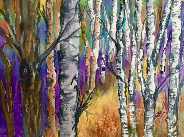 Birches Poster featuring the painting Afternoon Among the Birches by Ellen Levinson