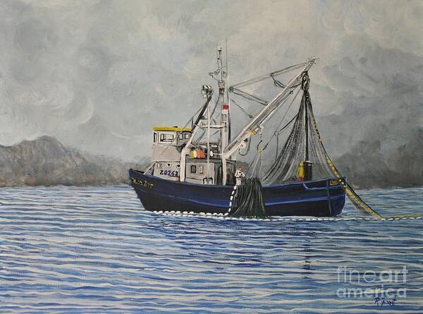 Boats Poster featuring the painting Alaskan Fishing by Reb Frost