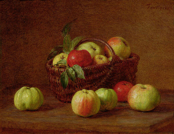 Apples Poster featuring the painting Apples in a Basket and on a Table by Henri Fantin-Latour