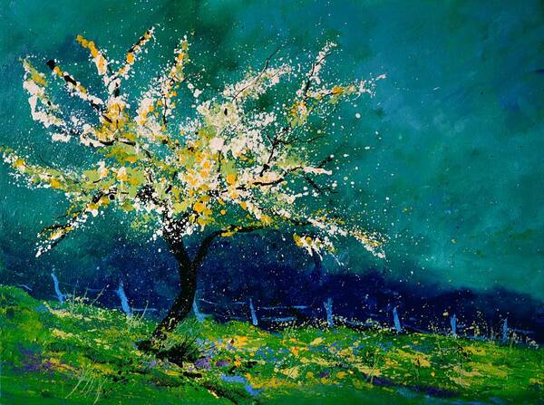 Landscape Poster featuring the painting Appletree In Blossom by Pol Ledent