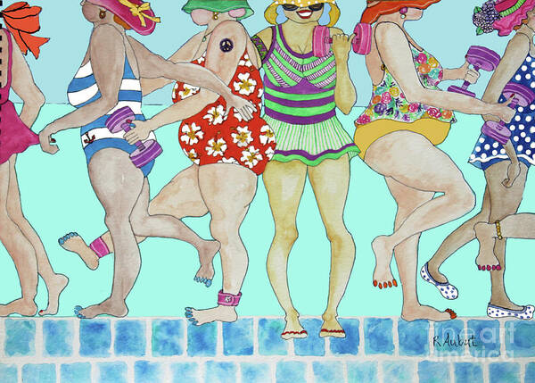 Swim Poster featuring the painting Aqua Babes by Rosemary Aubut