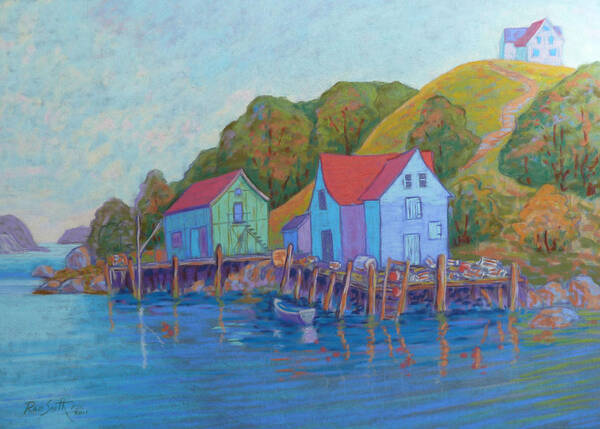 Fishing Village Poster featuring the pastel Aspotogan Nova Scotia by Rae Smith PSC